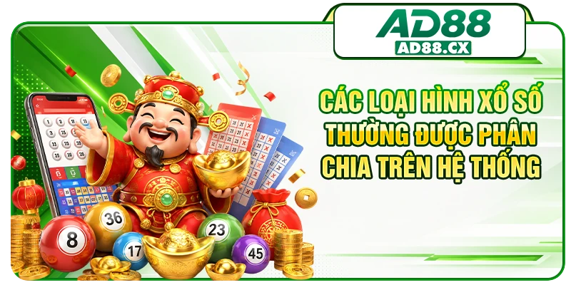 Các loại hình xổ số thường được phân chia trên hệ thống