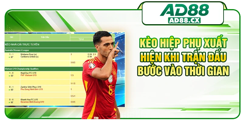 Kèo hiệp phụ xuất hiện khi trận đấu bước vào thời gian